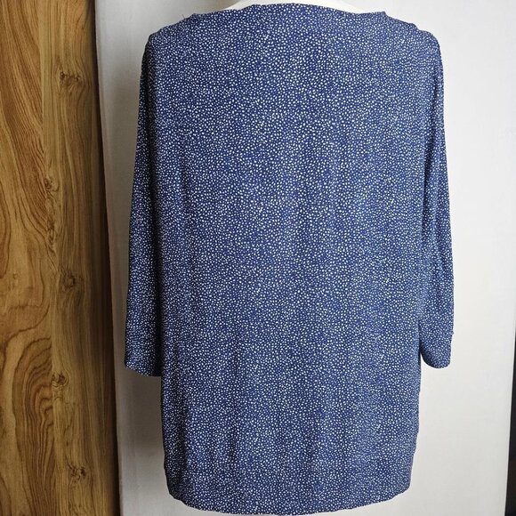 H&M Women's Blouse size 14 Blue Polka Dot 3/4 Sleeve Viscose - Picture 2 of 7